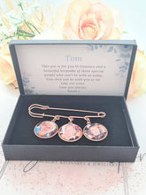 Load image into Gallery viewer, Rose Gold Grooms Photo Kilt Pin