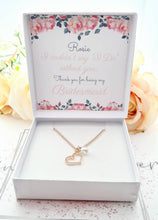 Load image into Gallery viewer, Bridesmaid Thank You Rose Gold Heart Charm Bracelet in Personalised Gift Box