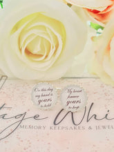 Load image into Gallery viewer, 'On This Day' Personalised Grooms Lace Edge Cuff Links in Gift Box