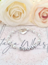 Load image into Gallery viewer, Personalised Flower Girl or Young Bridesmaid Name Beaded Adjustable Bracelet