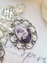 Load image into Gallery viewer, Lace Edge Rhinestone Double Bouquet Photo Charm with Beaded Cluster