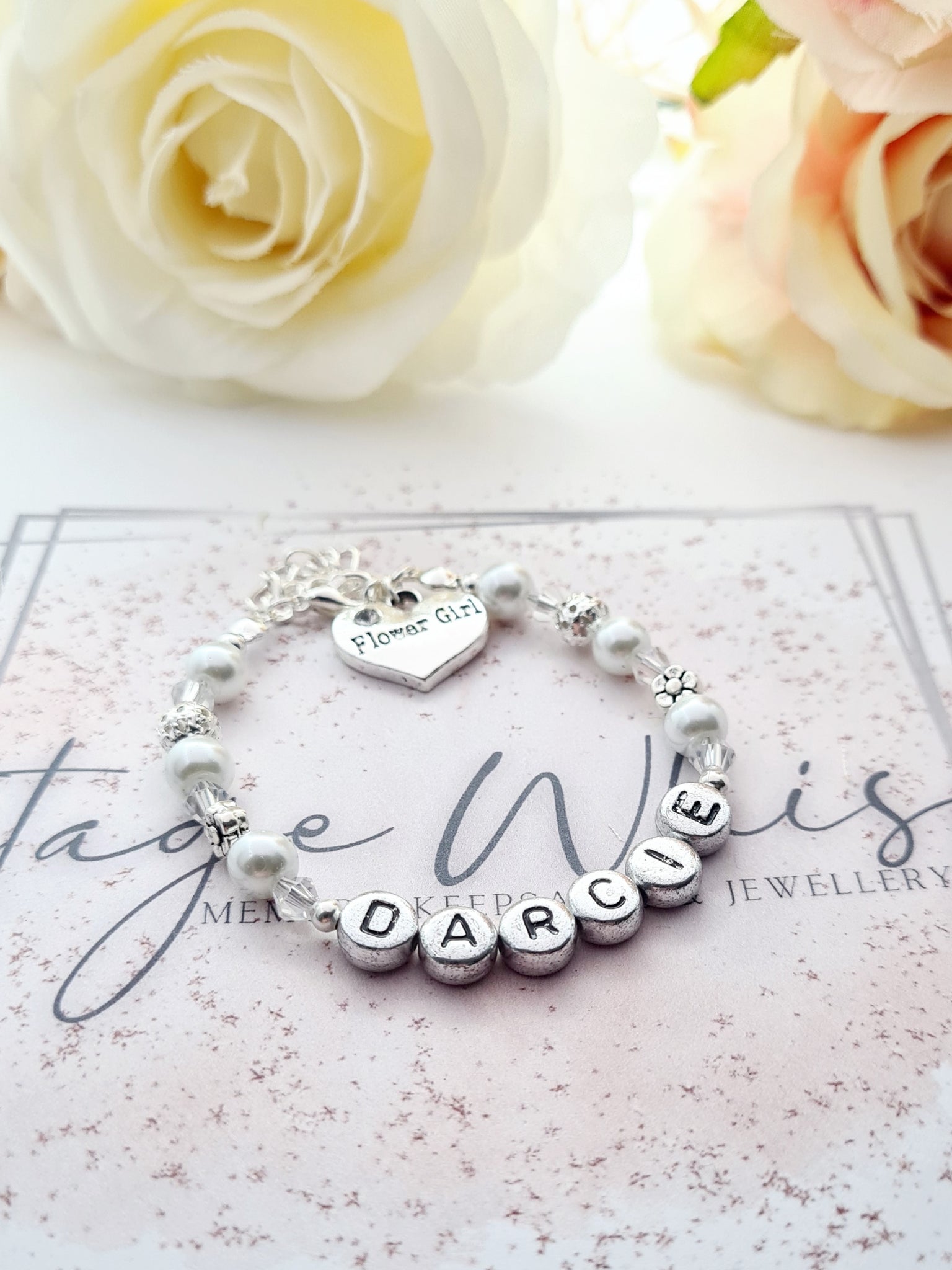 Handmade Personalised bracelet jewellery for girls sister women baby's  Flower girl eid gifts made any charm of choice any size. baby christening  gift : Amazon.co.uk: Handmade Products