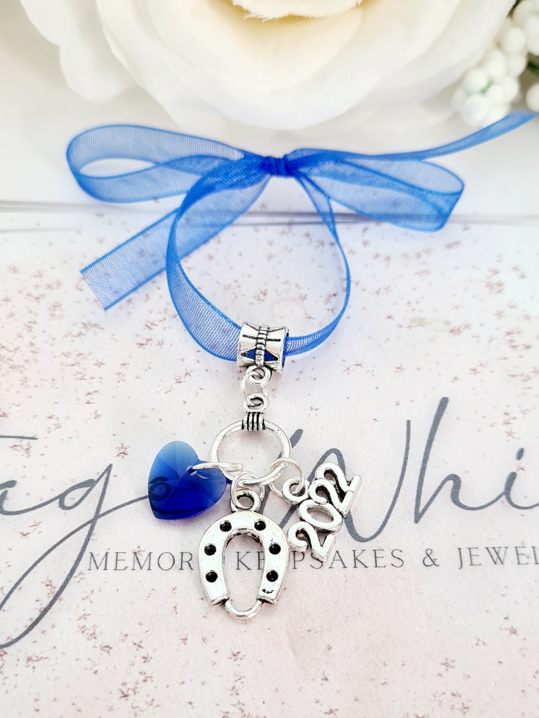 Something Blue Bouquet Photo Charm For Wedding - DIY Memory Charm With Resizer, Metal