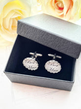 Load image into Gallery viewer, Personalised Wedding Guest Lace Edge Cuff Links in Gift Box
