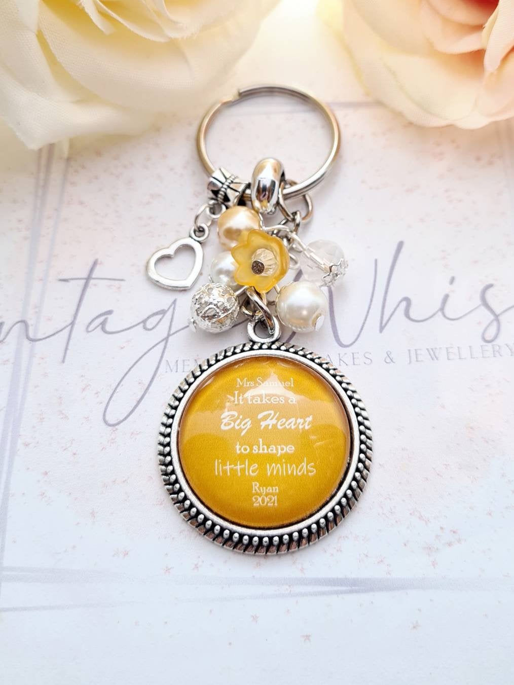 Personalised Teacher Key Ring Charm 'It takes a Big Heart to teach little minds'