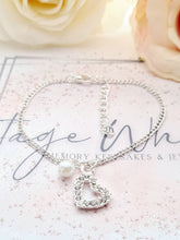 Load image into Gallery viewer, Bridesmaid Proposal Silver Plated Rhinestone Heart Charm Bracelet
