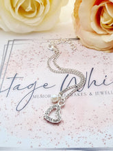 Load image into Gallery viewer, Bridesmaid Proposal Silver Plated Rhinestone Heart Charm Bracelet
