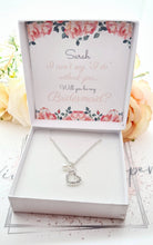 Load image into Gallery viewer, Bridesmaid Proposal Silver Plated Rhinestone Heart Charm Bracelet
